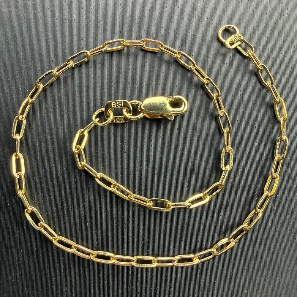 Solid 10k Yellow Italian Gold Paper Clip Bracelet 7" Long 1.87mm Wide